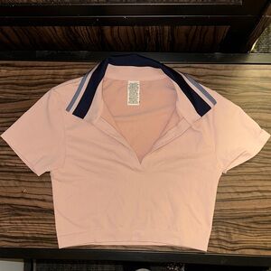 PINK Victoria's Secret Light Pink Collared Crop Top